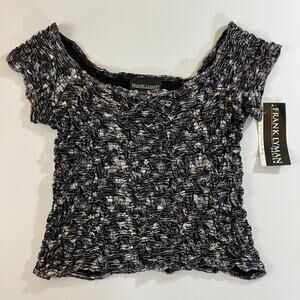 Frank Lyman Design Women's 14 Metallic Silver Popcorn Stretch Top NWT Canada